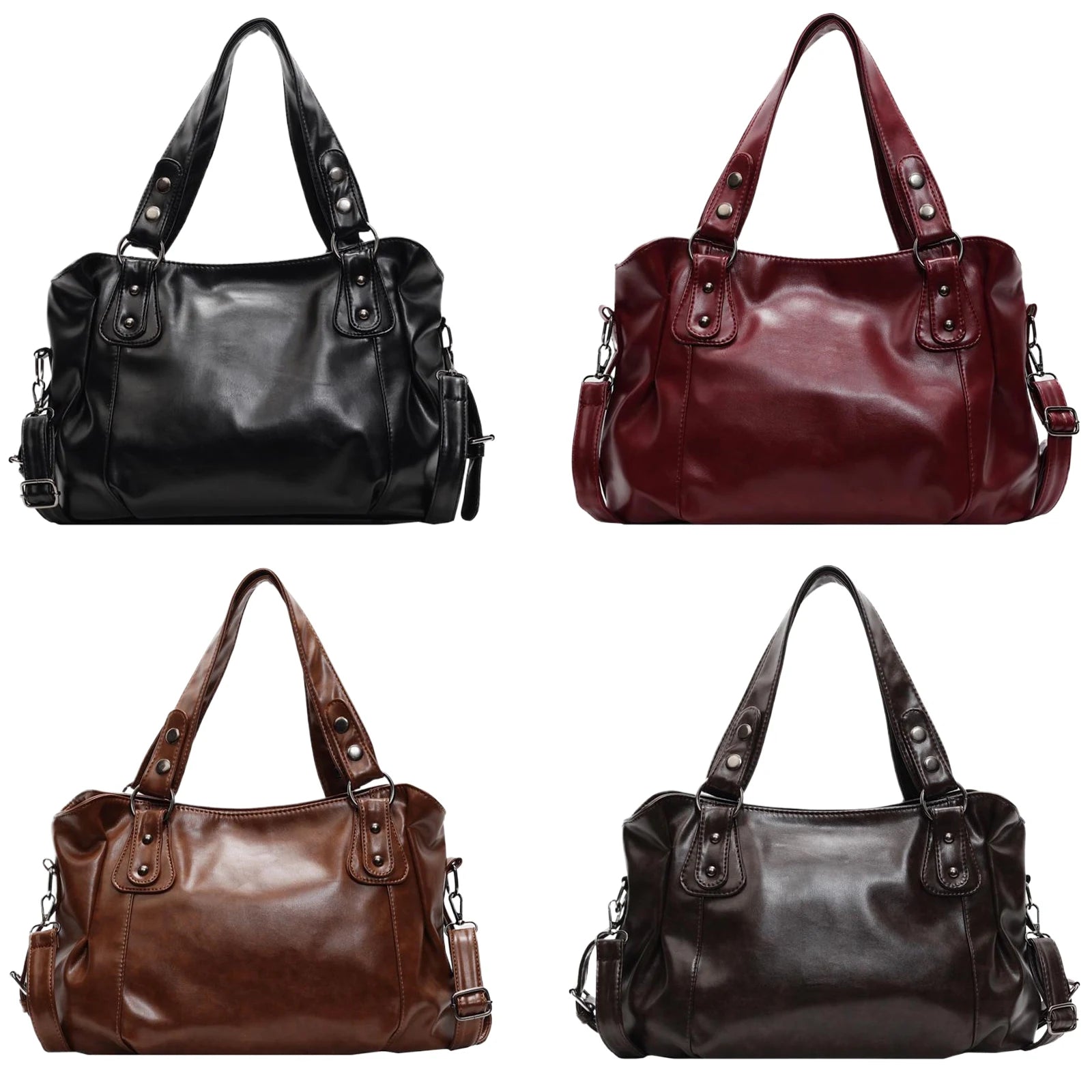 Womens PU Leather Shoulder Bag Large Capacity Messenger Bag Casual Top Handlebag Hobo Bags for Work