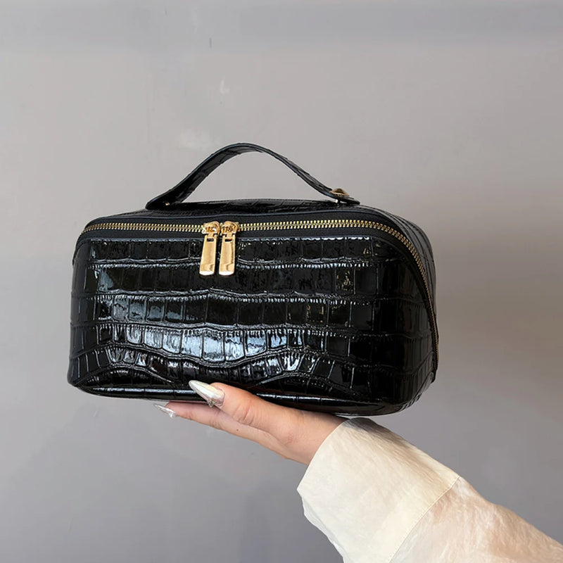 PU Leather Makeup Bag Simple Cosmetic Bag Multi-Compartment Travel Toiletry Bag Makeup Organizer Bag Women Cosmetics Handbag-1