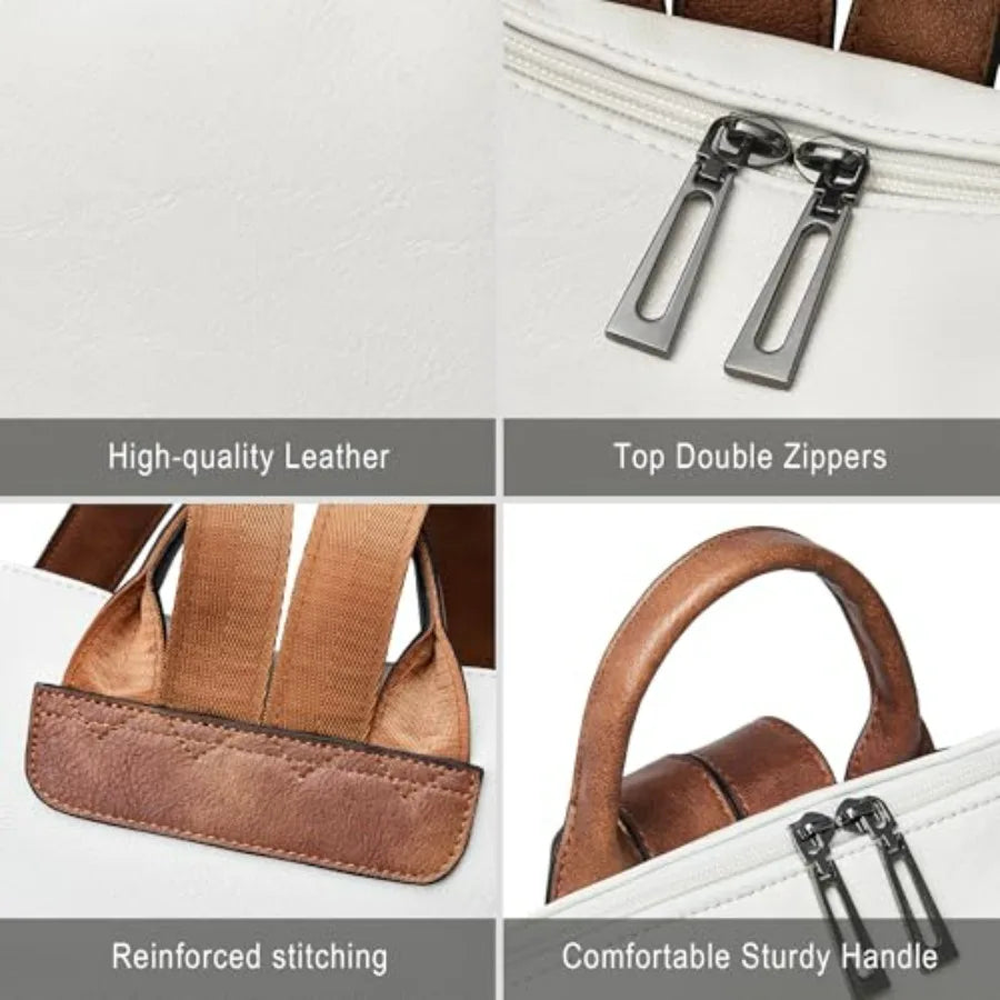Vegan Leather Laptop Backpack for Women 15.6 inch Work Backpack Fashion Travel Backpack Purse for Travel College Work-6