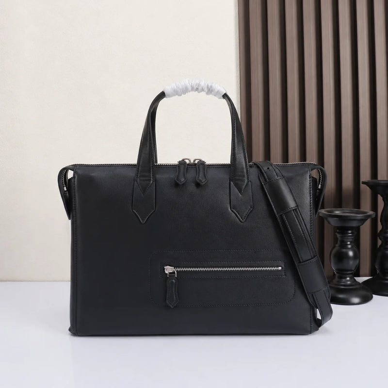 Luxury Men's Top-Handle Bags Smooth Leather Men Briefcase Fashion Handbag Business Office Shoulder Crossbody Bag Useful Male Work Laptop Bag-1