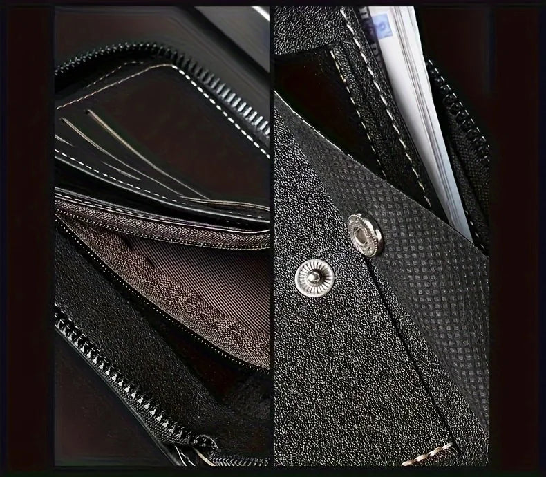 1pc faux Leather Wallet for Men - Premium Retro Letter Embossed Design, Multiple Credit Card Slots, Zipper Closure, Stylish Gift-4