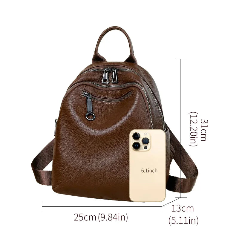 Genuine Leather Women's Backpack, New 2026 Style, Lightweight Small Backpack, Commute Bag for Work, Large-Capacity Travel Backpack-3