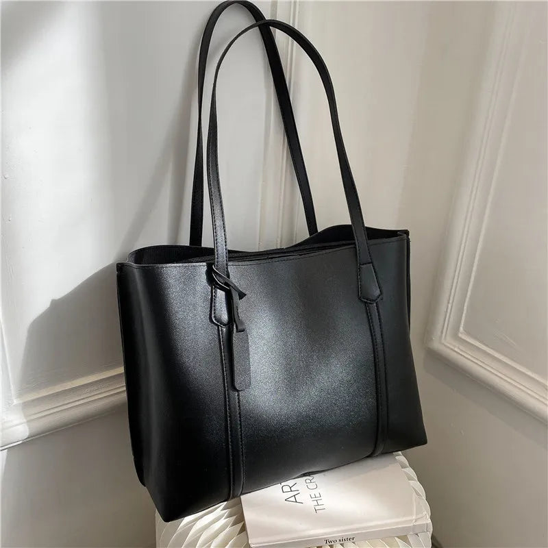 Large Capacity Women's Bag, New Soft Leather Tote Bag, Casual and Versatile Single Shoulder Bags for Woman Korean Style Handbags-1