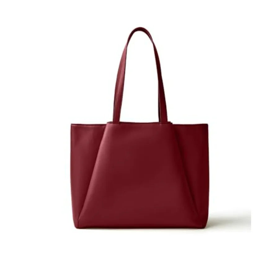 Work Tote Bags for Women 15.6 Inch - Laptop Tote Bag with Zip Compartments - Large PU Leather Office Purse Computer Briefcase-15