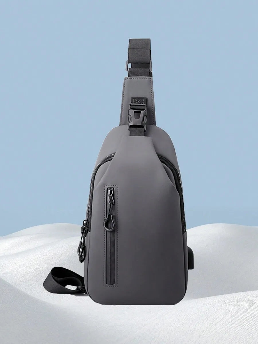 Casual Crossbody Sling Bag For Men And Women, Small Daypack With Zipper Pocket, Adjustable Strap, Fashion Chest Bag With Headphone Cord Slot For Sports, Cycling, Hiking, Running And Business Travel-30