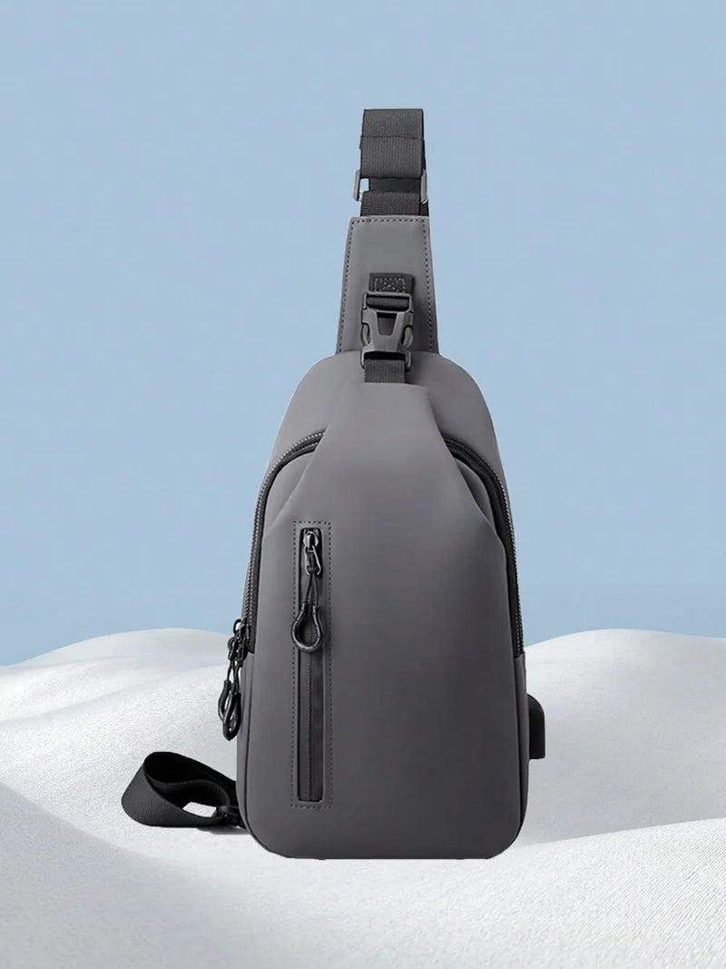 Casual Crossbody Sling Bag For Men And Women, Small Daypack With Zipper Pocket, Adjustable Strap, Fashion Chest Bag With Headphone Cord Slot For Sports, Cycling, Hiking, Running And Business Travel-30