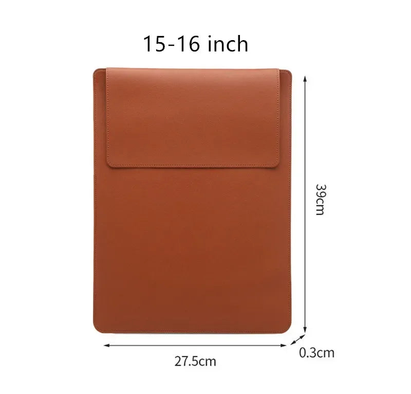 Portable Leather Laptop Sleeve Case Bag for Macbook Air 12 13 14 15 16 Inch M5 M4 M3 M2 Chip Mac Adjustable Stand Cover-14