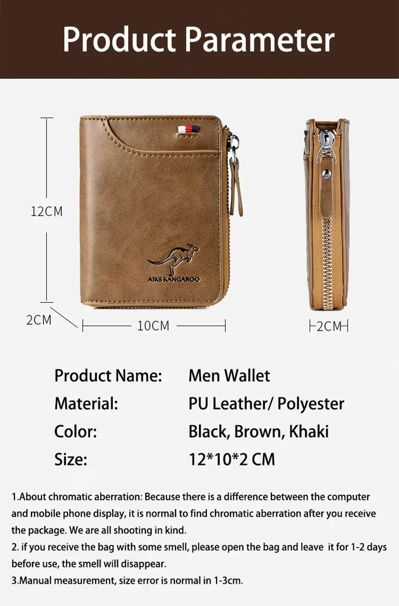 Flash sale Mens Wallet Leather Business Card Holder Zipper Purse Luxury Wallets for Men RFID Protection Purses Carteira Masculina Luxury-9