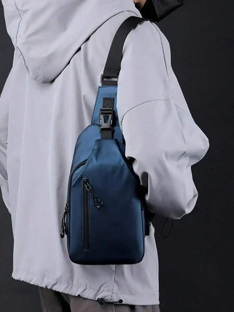 Casual Crossbody Sling Bag For Men And Women, Small Daypack With Zipper Pocket, Adjustable Strap, Fashion Chest Bag With Headphone Cord Slot For Sports, Cycling, Hiking, Running And Business Travel-12