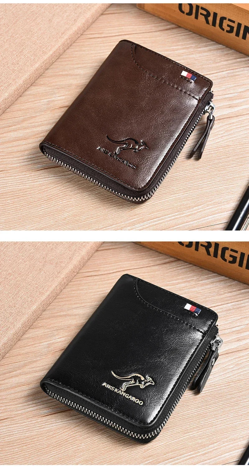 Flash sale Mens Wallet Leather Business Card Holder Zipper Purse Luxury Wallets for Men RFID Protection Purses Carteira Masculina Luxury-18