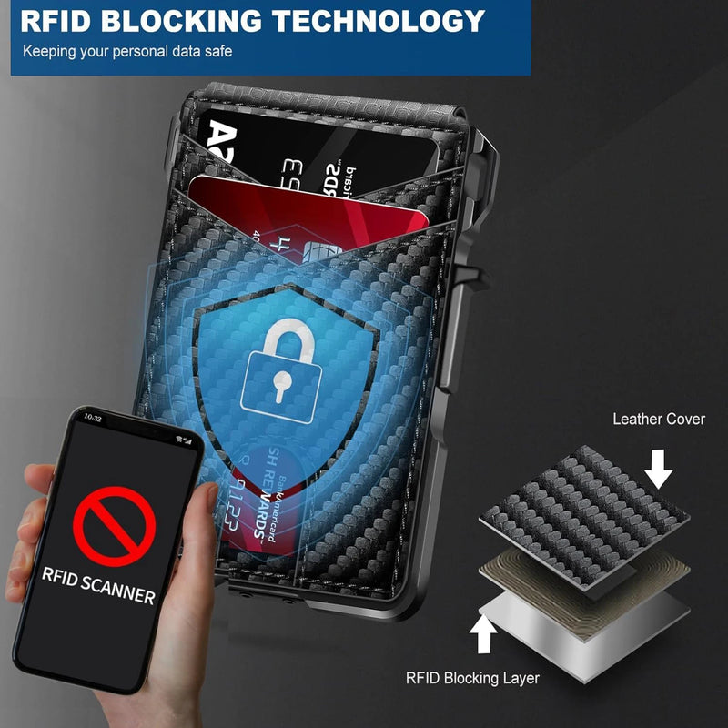 RFID Blocking Mens Wallet | Minimalist Slim Smart Pop-Up Card Holder, Metal Credit Card Wallet with Money Clip for Men-5