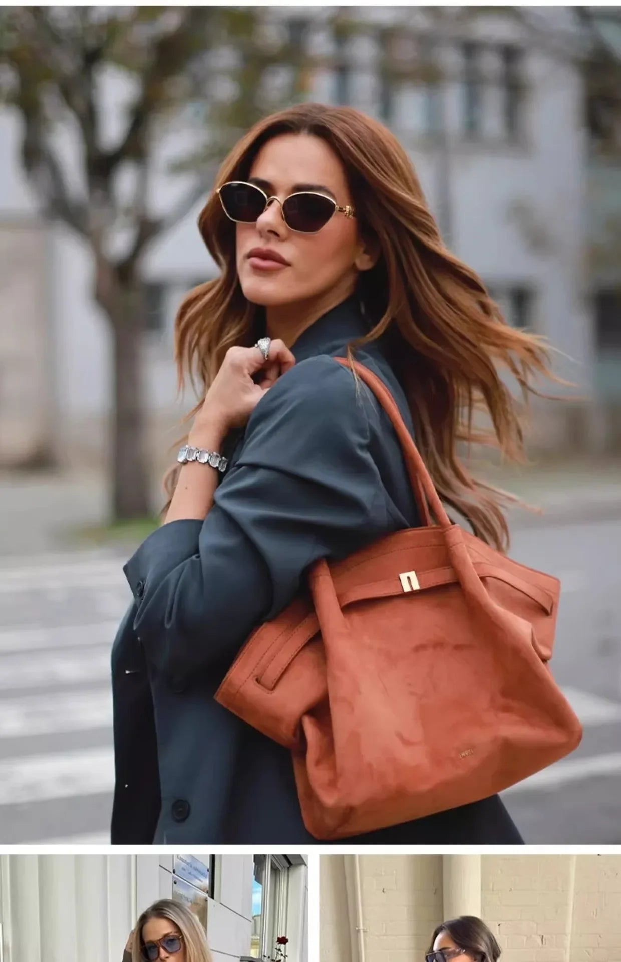 JW PEI Hana Minimalist Pebbled Leather Top-Handle Bag Women Luxury Designer Style Trapeze Tote Bag Elegant Shoulder Crossbody Purse 2026-18