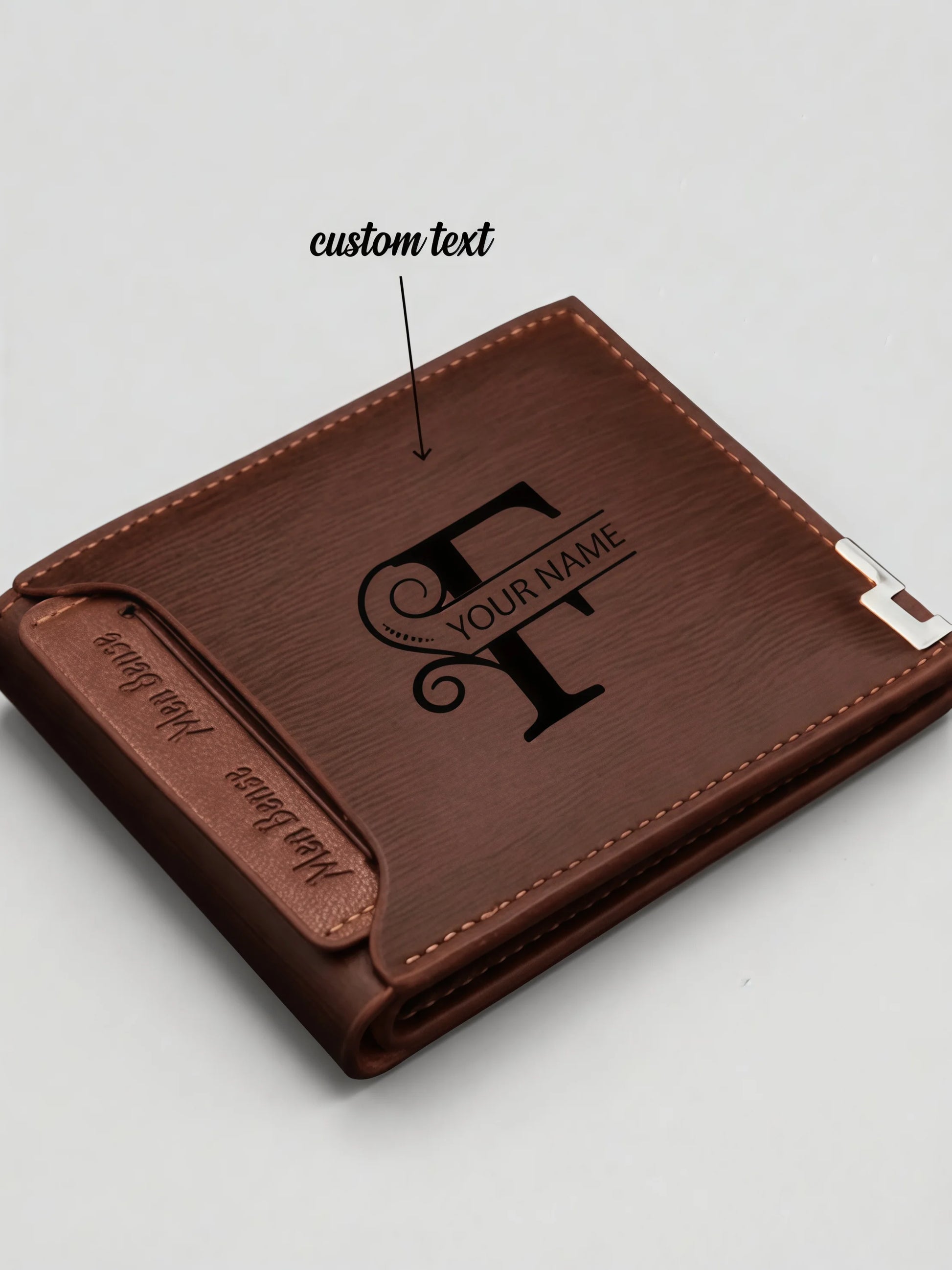Personalized Wallet for Men Custom Wallets for Men Engraved Letter Name Leather Wallet Bifold Custom Gifts for Dad/Husband-7