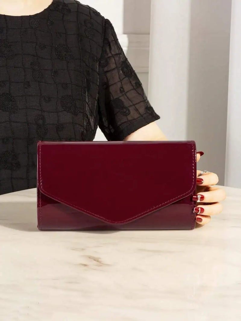 Patent PU Leather Envelope Clutch Bag For Evening Party-8