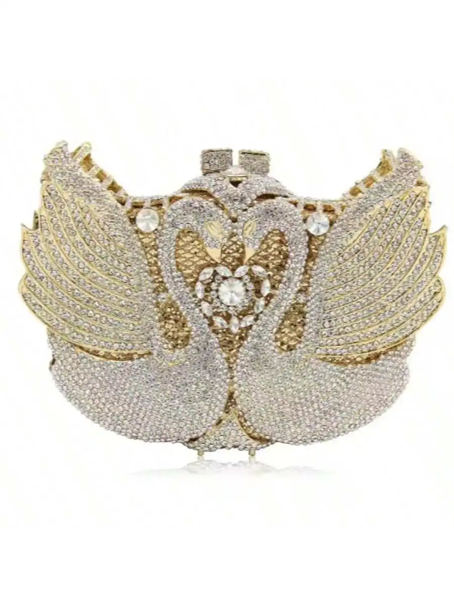 Swan Shape Rhinestone Clutch Evening Bag For Women Party Banquet Dress Accessory-1