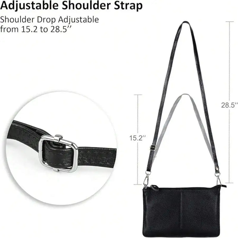 Genuine Leather Wristlet Clutch Wallet Purses Small Crossbody Bags Shoulder Handbag For Women, Silvery Zipper-5