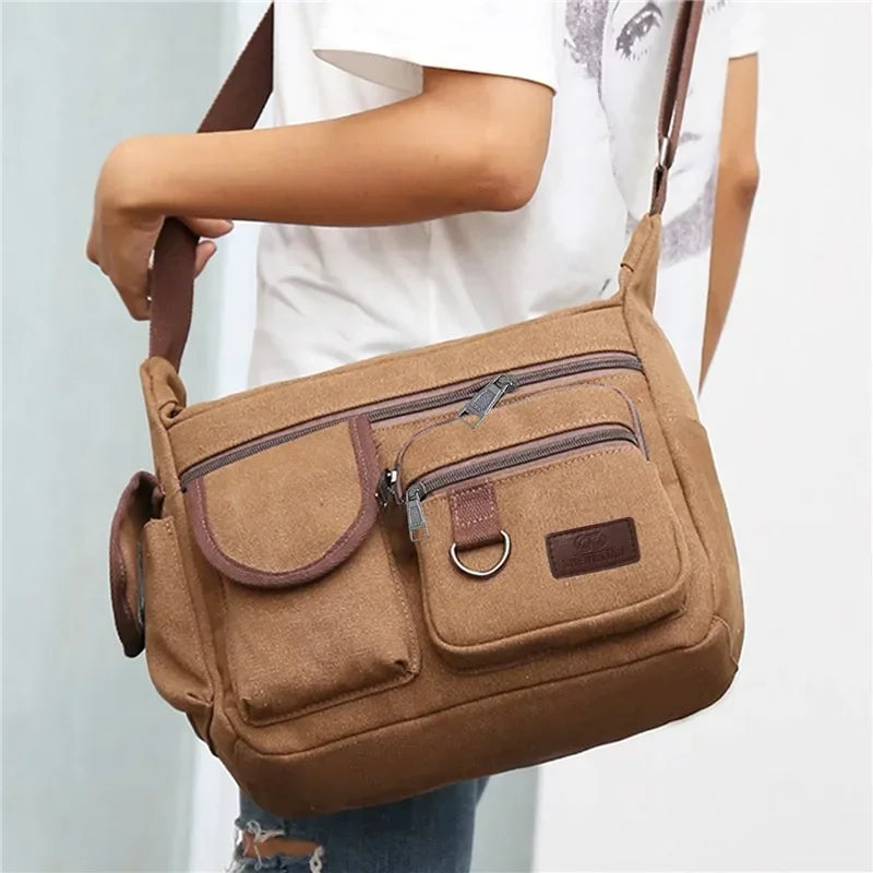 Men Casual Sling Bag Messenger Crossbody Shoulder Unisex Travel Outdoor Vintage Bags-10