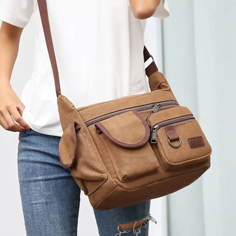Men Casual Sling Bag Messenger Crossbody Shoulder Unisex Travel Outdoor Vintage Bags-3