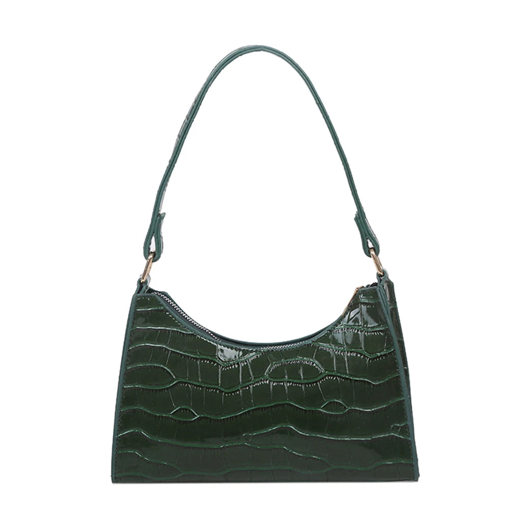 Fashion Women Shopping Bags Alligator Pattern Shopping Shoulder Bags Solid Color Casual Zipper for Daily Shopping Leisure Travel