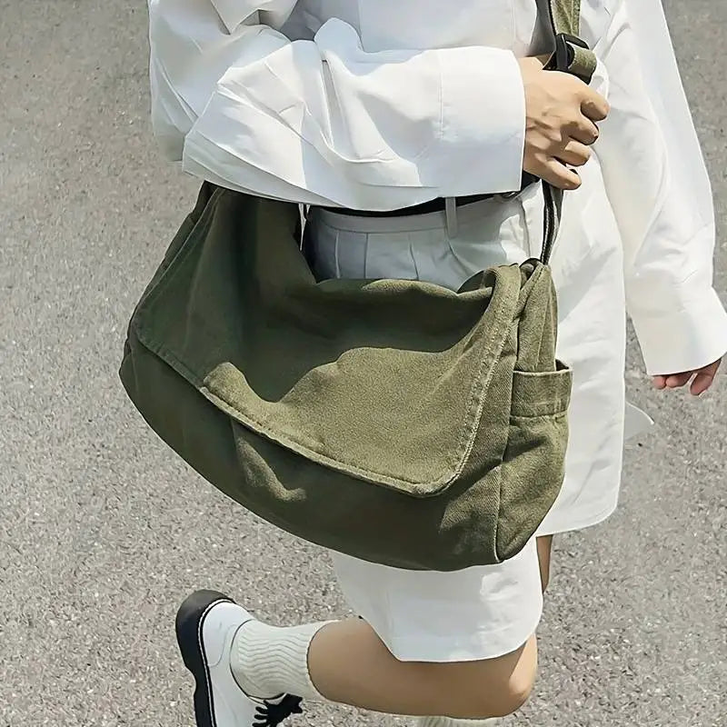 Women's Messenger Bag Vintage Handbag Canvas Teenager Shoulder Tote Bags Casual Handbag Crossbody Handbags-4