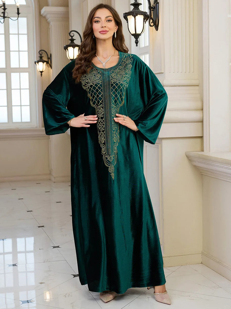 Embroidered Abaya Kaftans for Women Modern Elegant Dubai Moroccan Dubai Kaftan Dresses Abaya for Women Muslim Dress-4