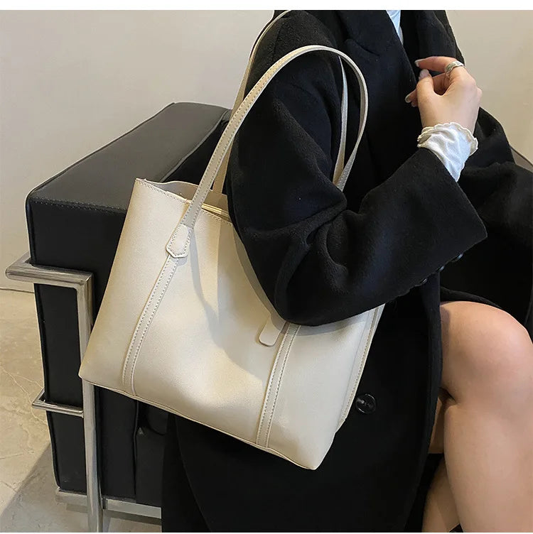 Large Capacity Women's Bag, New Soft Leather Tote Bag, Casual and Versatile Single Shoulder Bags for Woman Korean Style Handbags-27
