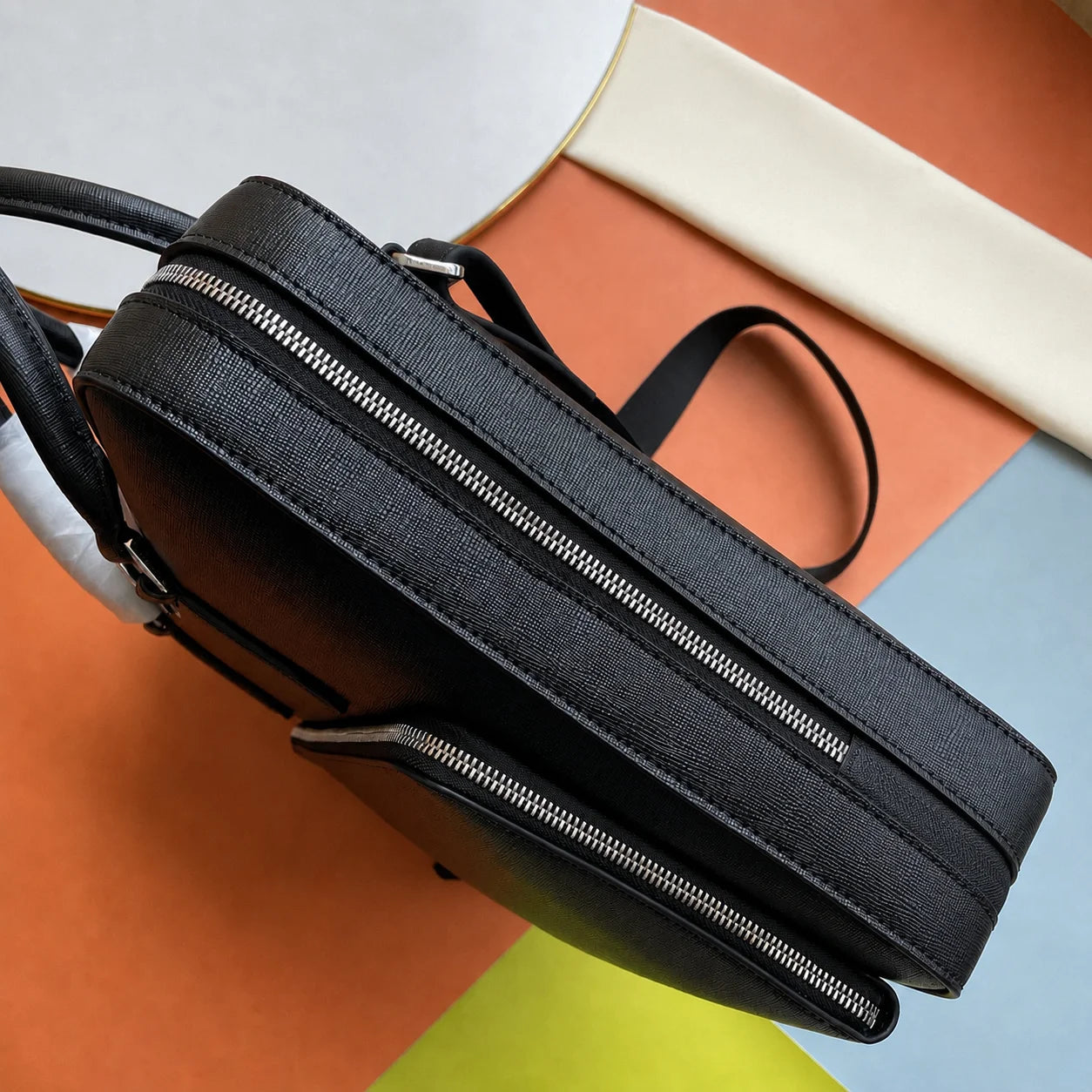 Men's Top-Handle Bags Genuine Leather Briefcase Luxury Men Handbag Daily Business Office Shoulder Bags Fashion Laptop Bag for Working-9