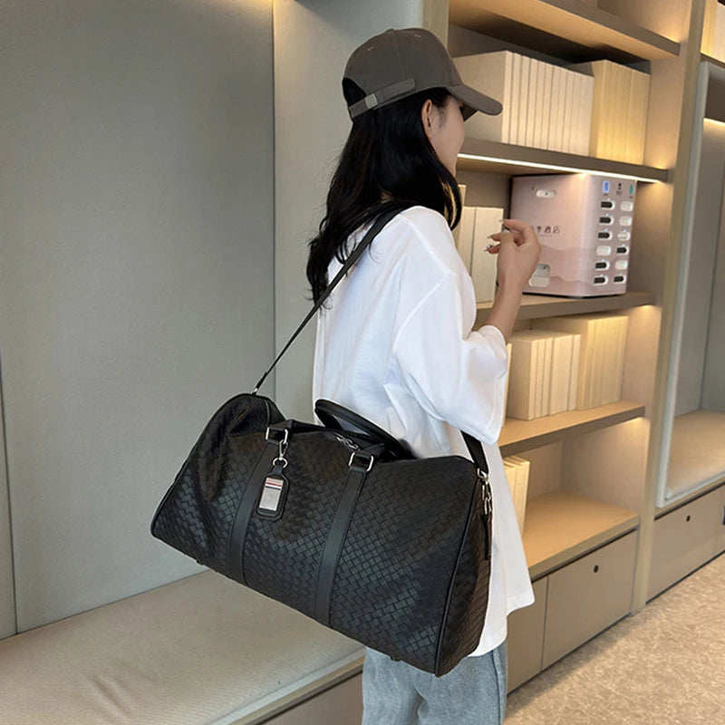 Large Capacity Travel Bag, Made Of PU Leather Material, Designed As A Single/Double Shoulder Bag, Multifunctional Travel Bag-10