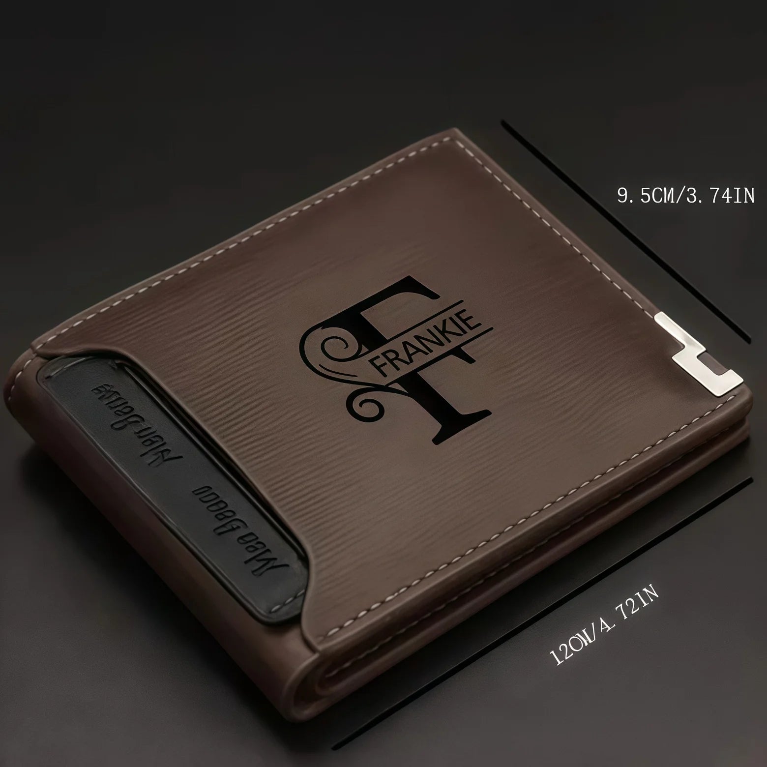Personalized Wallet for Men Custom Wallets for Men Engraved Letter Name Leather Wallet Bifold Custom Gifts for Dad/Husband-2