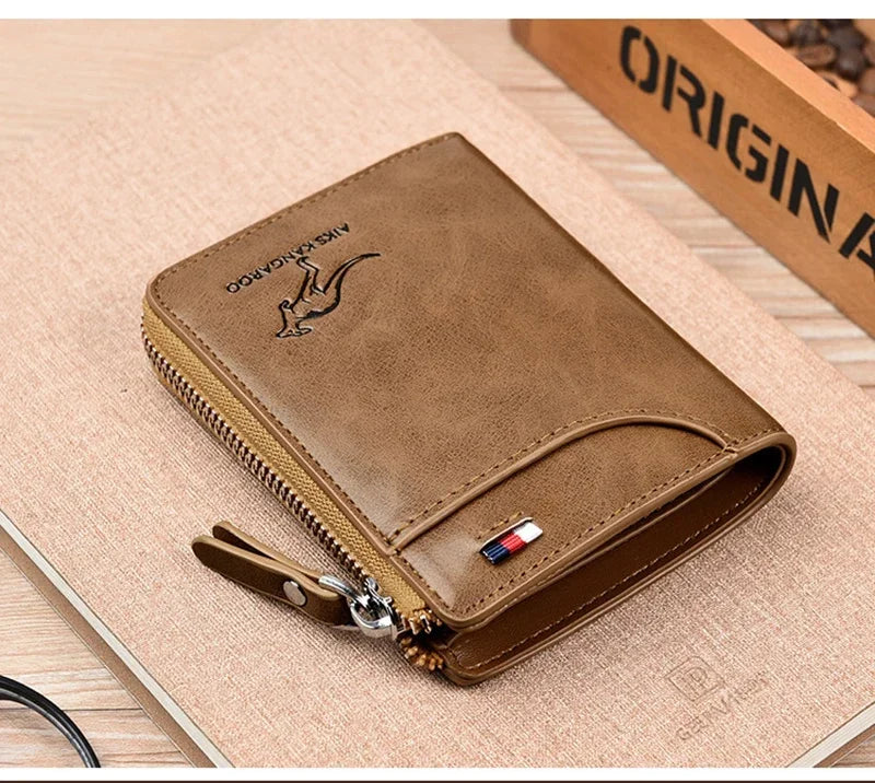 Flash sale Business Card Holder Zipper Purse Luxury Wallets for Men RFID Protection Purses Carteira Masculina Luxury-17