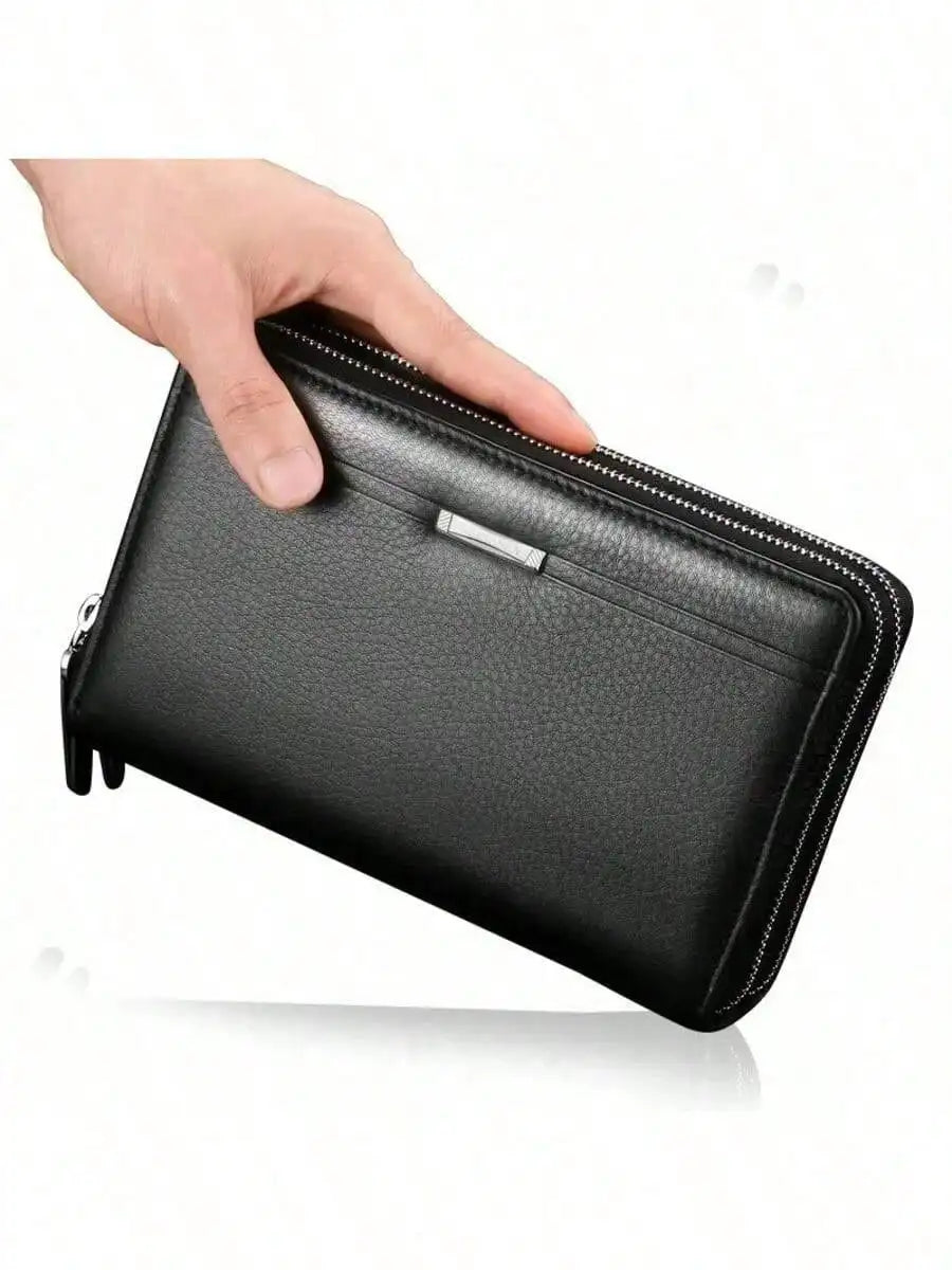 Men Long Wallet PU Leather Clutch, Large Business Purse, Portable Phone Card Holder, Practical Gift For Male Family & Friends-14
