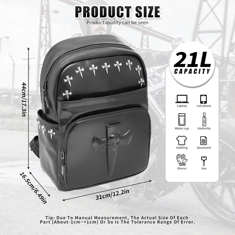 Motorcycles Accessories Bag 3D Skull PU Leather Bag Waterproof Men Women Motocycle Motorcycle Backpack Travel Bag Large PU leather-12
