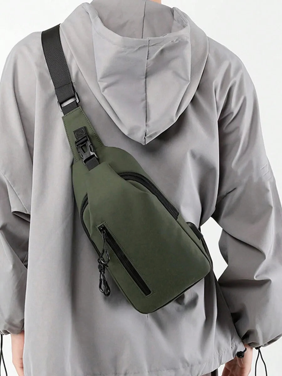 Casual Crossbody Sling Bag For Men And Women, Small Daypack With Zipper Pocket, Adjustable Strap, Fashion Chest Bag With Headphone Cord Slot For Sports, Cycling, Hiking, Running And Business Travel-27