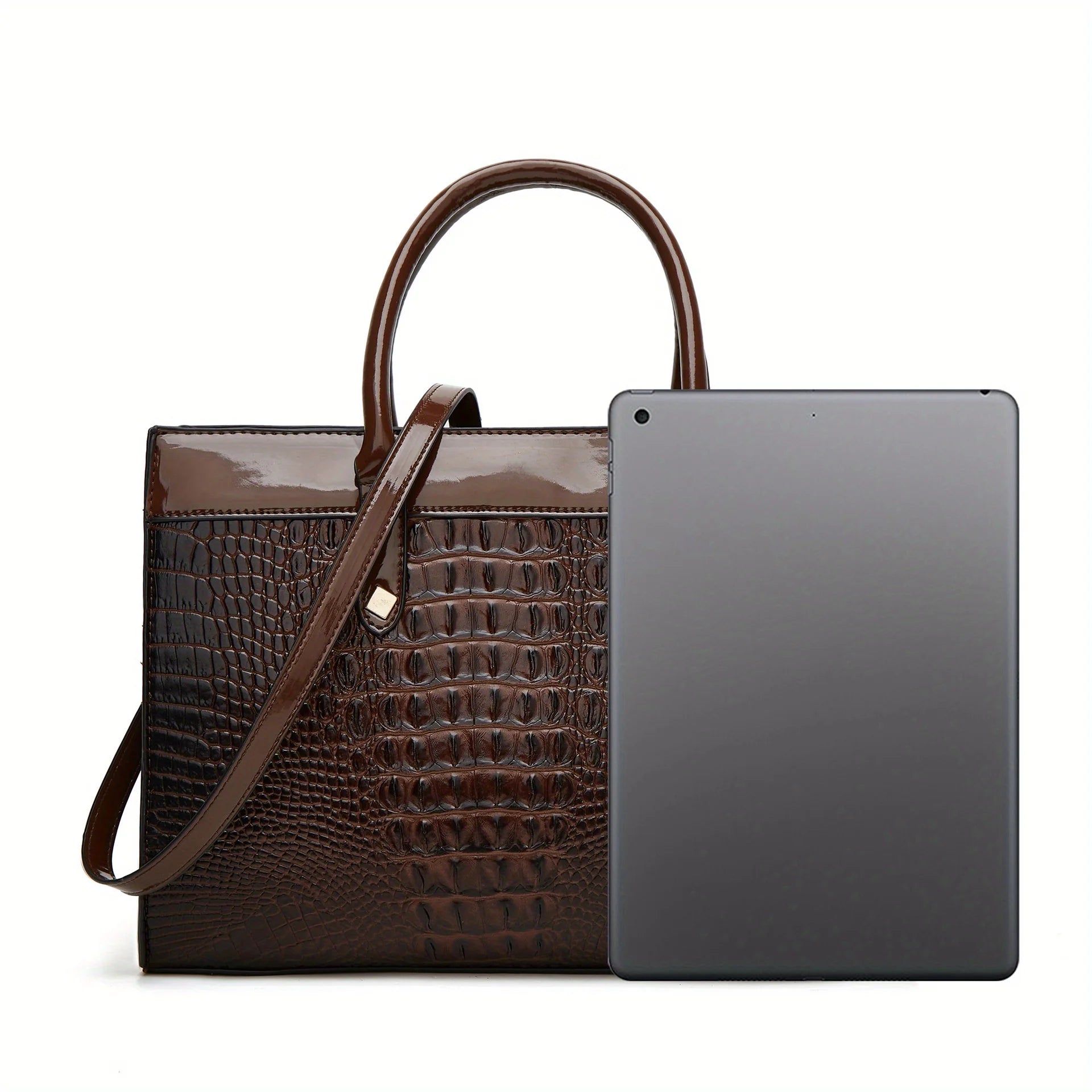 Pu Leather Crocodile Pattern Women's Fashion Bag Set Shoulder Bag Larger Capacity Tote with Multiple Compartments Crossbody Handbag Clutch Purse-11