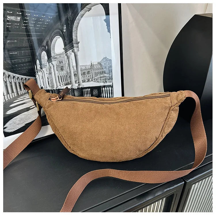 Solid Color Corduroy Women's Hobos Shoulder Bag Retro Casual Female Crossbody Bags Ladies Daily Travel Handbags Messenger Bag-24