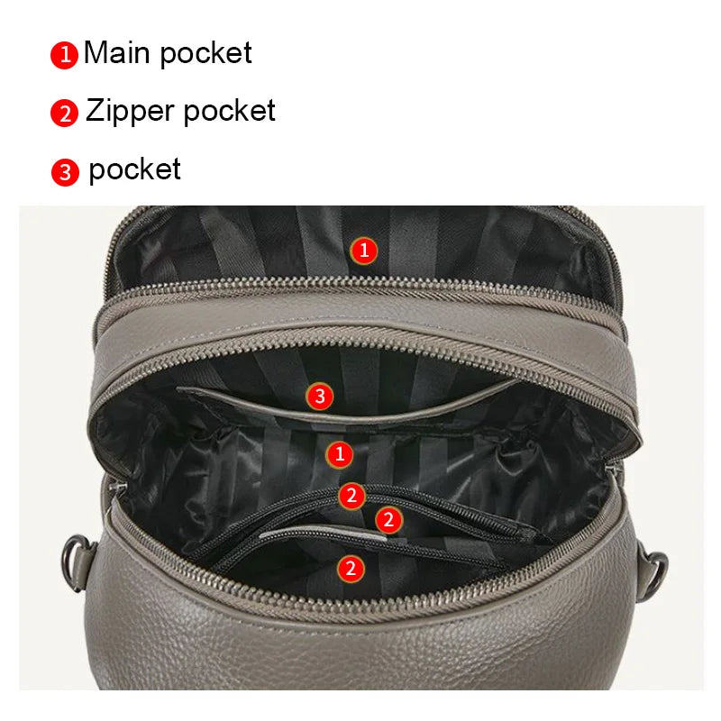 Genuine Leather Women's Backpack, New 2026 Style, Lightweight Small Backpack, Commute Bag for Work, Large-Capacity Travel Backpack-4