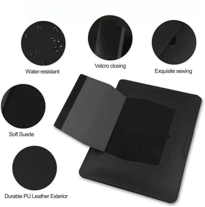Portable Leather Laptop Sleeve Case Bag for Macbook Air 12 13 14 15 16 Inch M5 M4 M3 M2 Chip Mac Adjustable Stand Cover-4