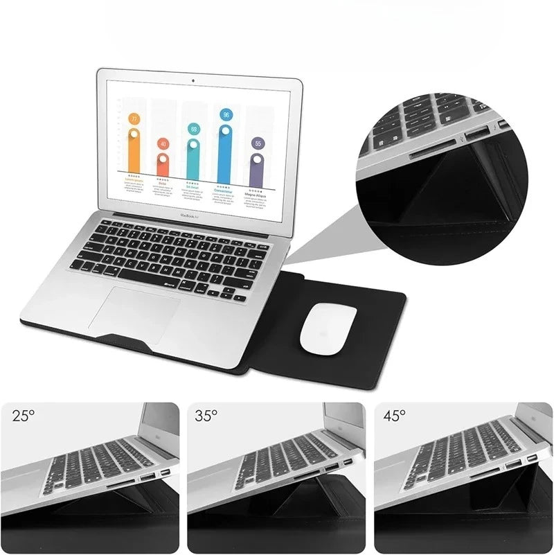 Portable Leather Laptop Sleeve Case Bag for Macbook Air 12 13 14 15 16 Inch M5 M4 M3 M2 Chip Mac Adjustable Stand Cover-5