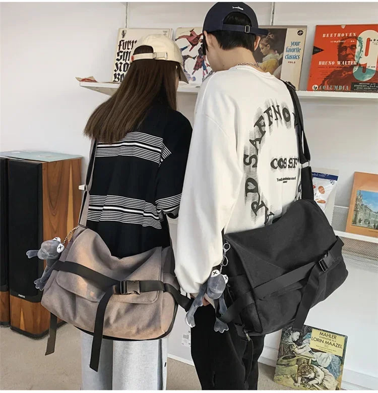 Large Capacity Canvas Messenger Bag Adjustable Shoulder Strap Casual Crossbody Handbag School Daily Bag for Youth Girls Men-20