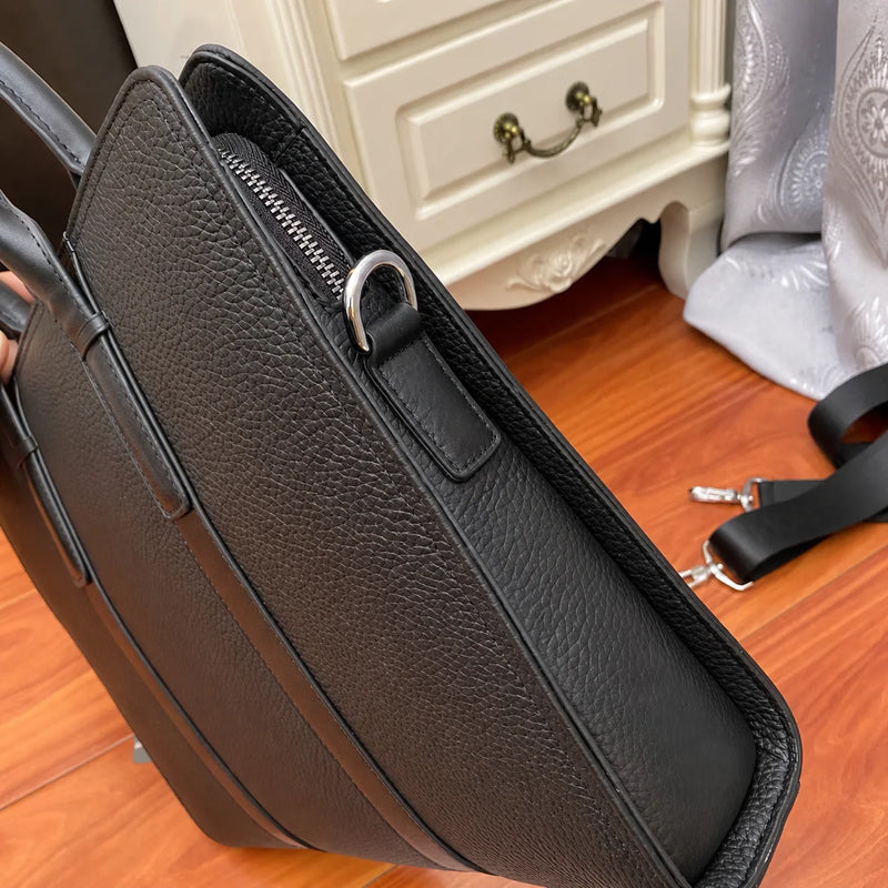 New Mens Top Handle Bags Premium Business Men Handbag Luxury Designer Leather Briefcase for Men Laptop Bags Daily Office Work Document Messenger Bag-6