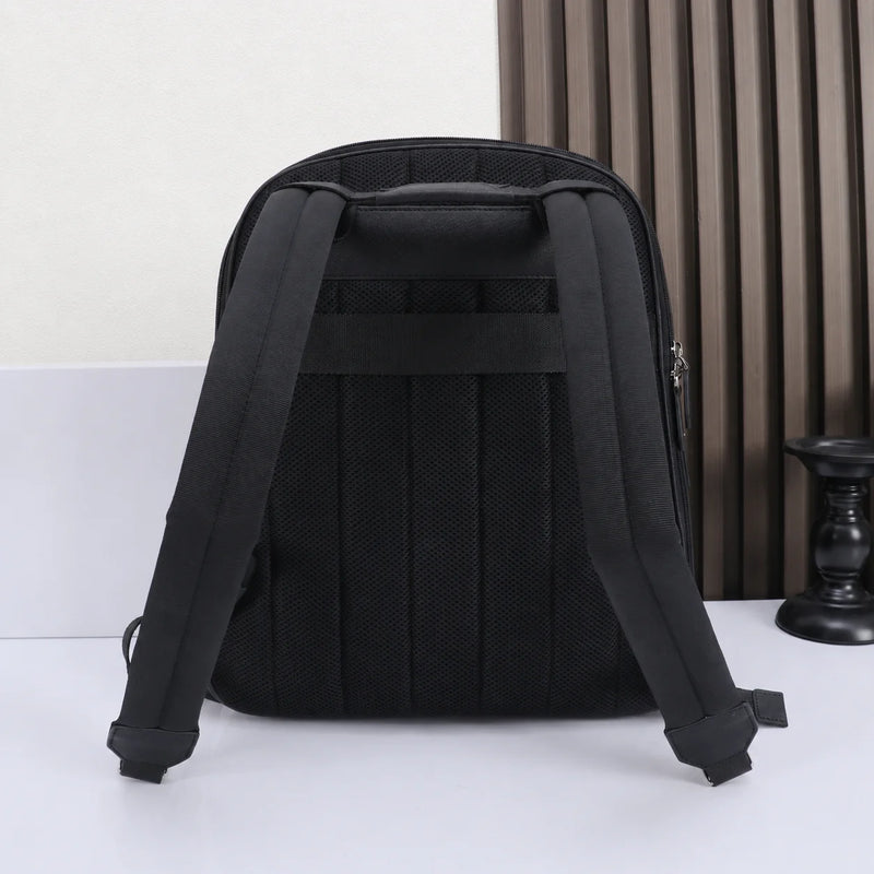 Men's Backpack Luxury Designer Genuine Leather Saffiano Laptop Bag Business Travel Rucksack Daypack With Luggage Strap Classic Black-2