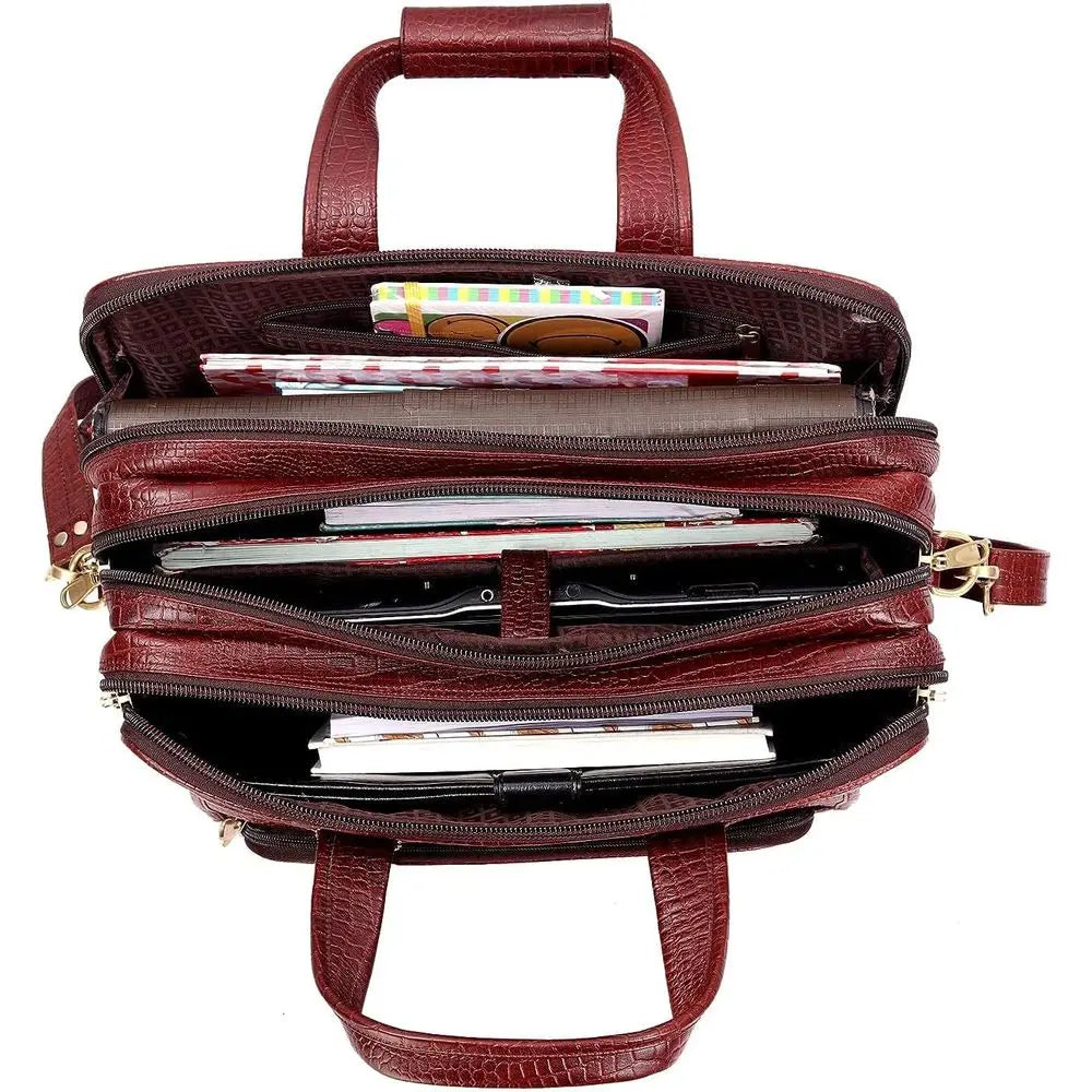 16 Inch Full Grain Leather Briefcases, Laptop Shoulder Bags for Men & Women, Business Work Satchel Bag-13