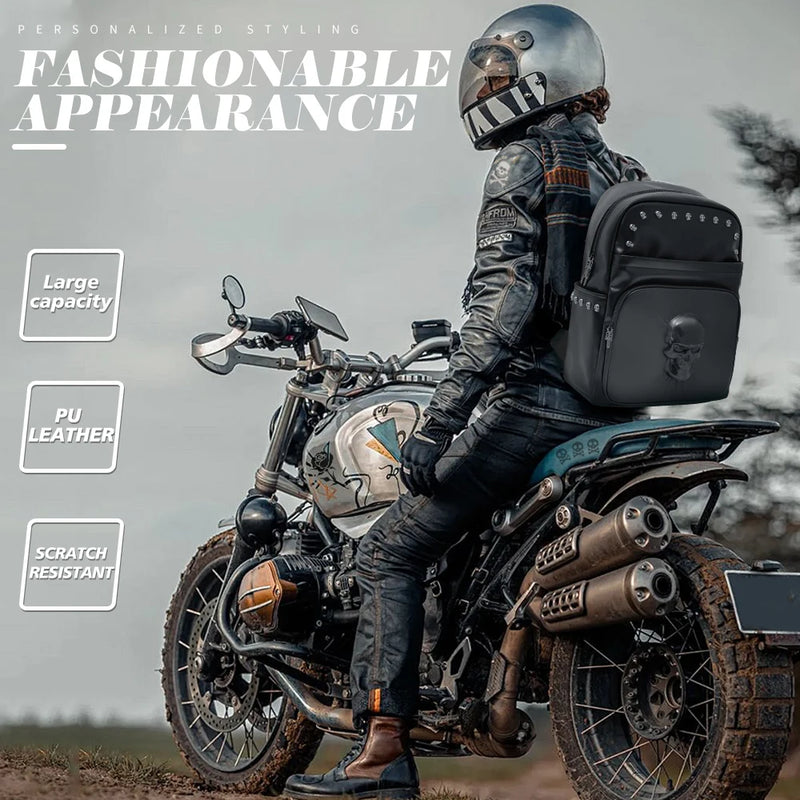 Motorcycles Accessories Bag 3D Skull PU Leather Bag Waterproof Men Women Motocycle Motorcycle Backpack Travel Bag Large PU leather-11