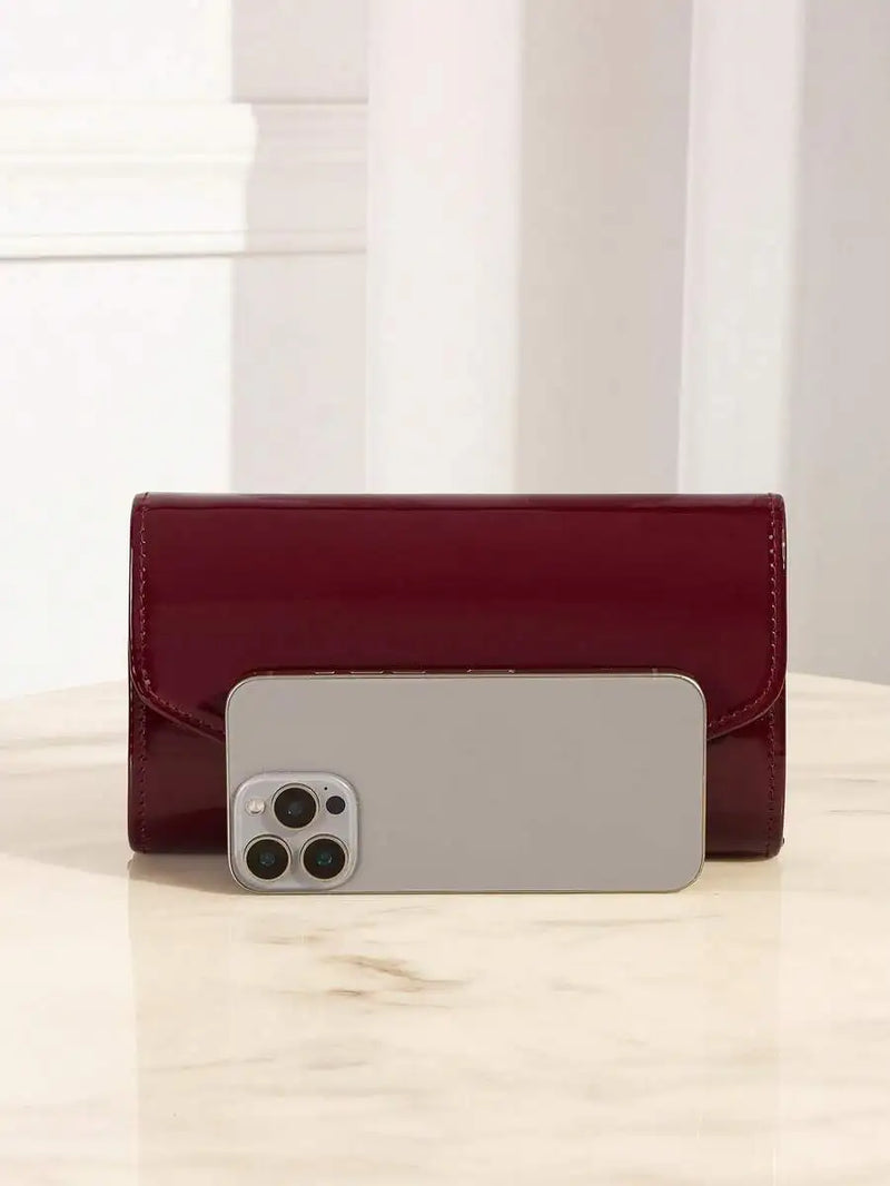 Patent PU Leather Envelope Clutch Bag For Evening Party-4