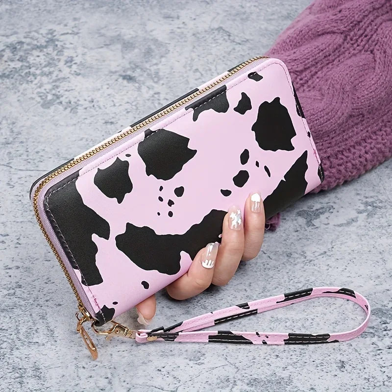 2024 New cow pattern long zipper wallet, large capacity change purse, multi-function credit card holder-6