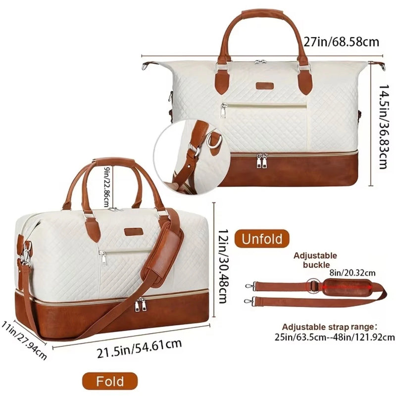 2Pcs Travel Duffel Bag Set with Shoe Compartment, Waterproof Weekender Bag & Toiletry Bag, Carry-on Overnight Bag for Gym, Business, Hospital Bag-8