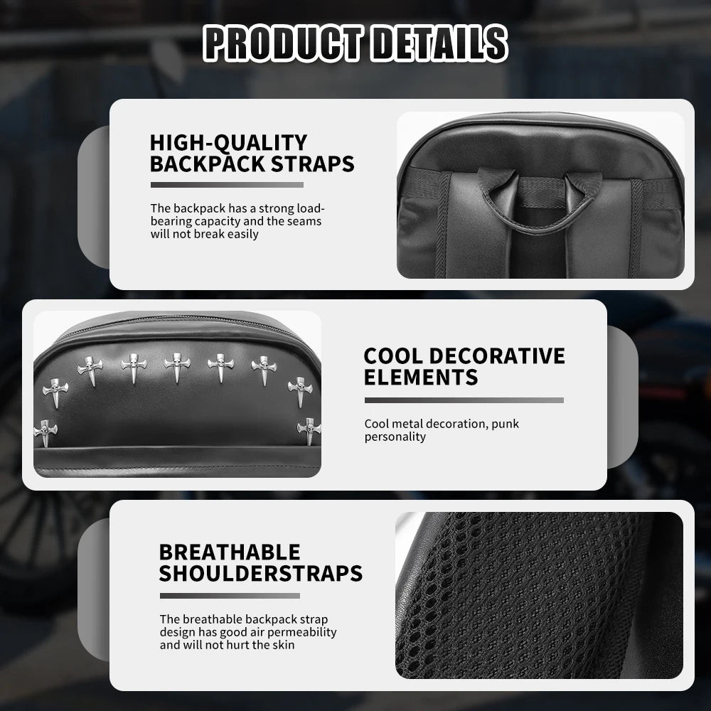 Motorcycles Accessories Bag 3D Skull PU Leather Bag Waterproof Men Women Motocycle Motorcycle Backpack Travel Bag Large PU leather-17
