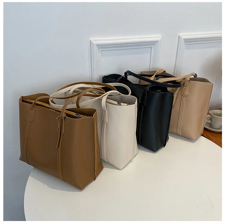 Large Capacity Women's Bag, New Soft Leather Tote Bag, Casual and Versatile Single Shoulder Bags for Woman Korean Style Handbags-38
