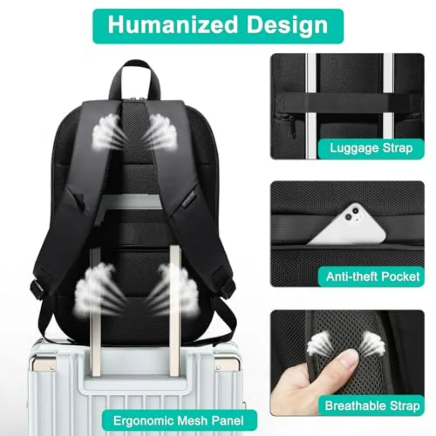 Business Backpack for Men, Slim and Expandable Waterproof Travel Laptop Backpack with USB Charger Port, Anti-Theft Lightweight-6