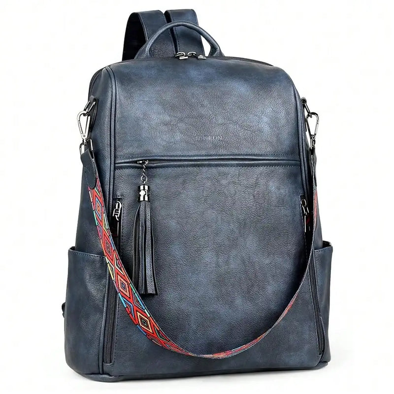Leather Laptop Backpack For Women Designer 15.6 Inch PU Laptop Bag, Ladies Travel Computer Work Backpack Brown-17